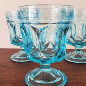 Vintage Aqua Pedestal Sundae Glasses
